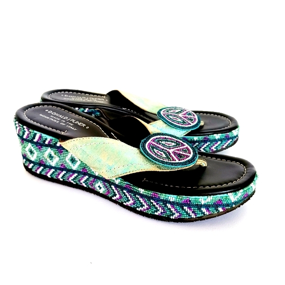 Donald J. Pliner | Shoes | Donald J Pliner Selena Peace Wedge Beaded Sandal  Size 8 5 | Poshmark